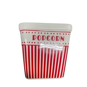 Popcorn Ceramic Container Red White Striped Kitchen Decor‎ Bowl